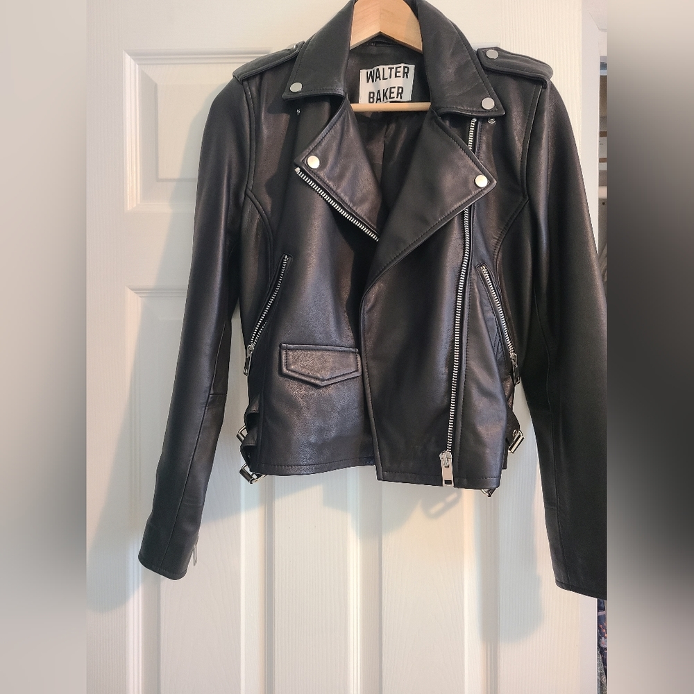 Walter Baker Liz Leather Crop Moto Jacket